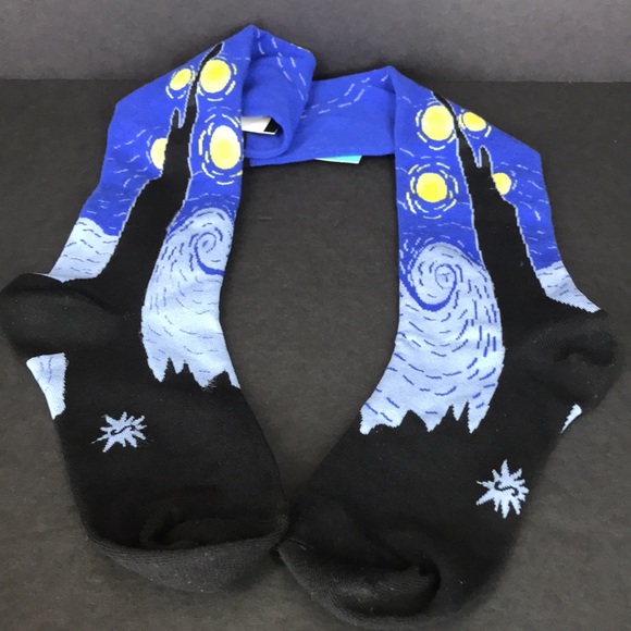 NWT Sock It To Me knee high socks Fine Art Series Vincent Van Gogh Starry Night - Picture 2 of 13